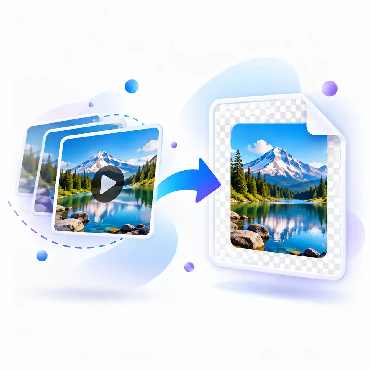 GIF to PNG converter illustration showing image conversion